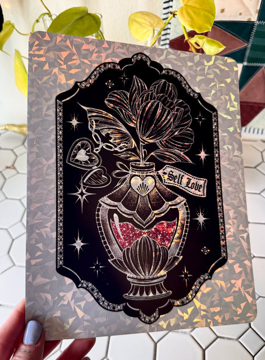 Frosted Holo: Self Love Potion |8”x10”| Feb mail club print