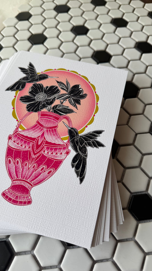 Hummingbird Vase | May mail club print (Larger sizes available)