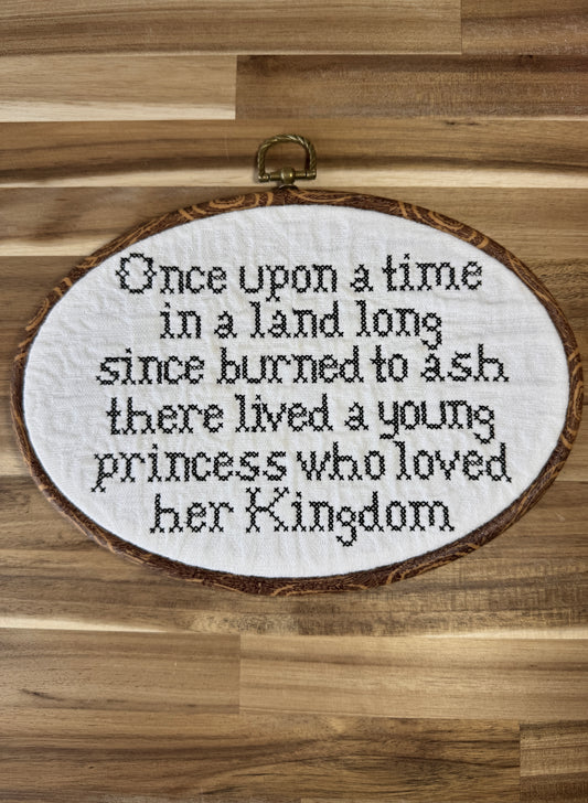 In land long since burned to ash | 10" Embroidery hoop