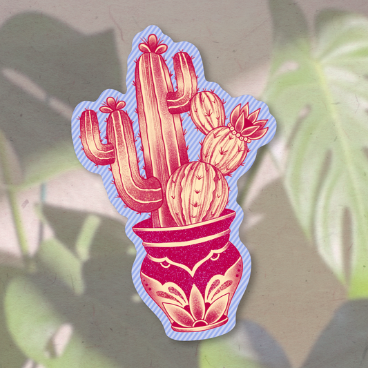 Cactus in captivity (Maroon) | Vinyl Sticker