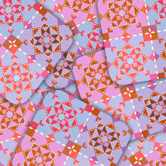 sorbet quilt block | Vinyl Sticker (Shipped INTERNATIONAL)