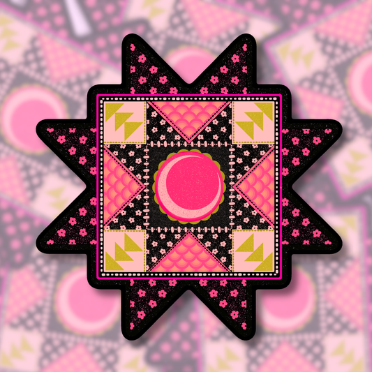 by the moon quilt block | Vinyl Sticker