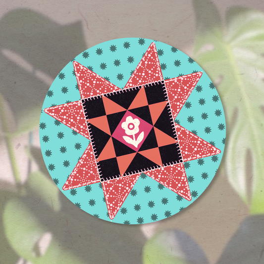 Flower power quilt block | Vinyl Sticker