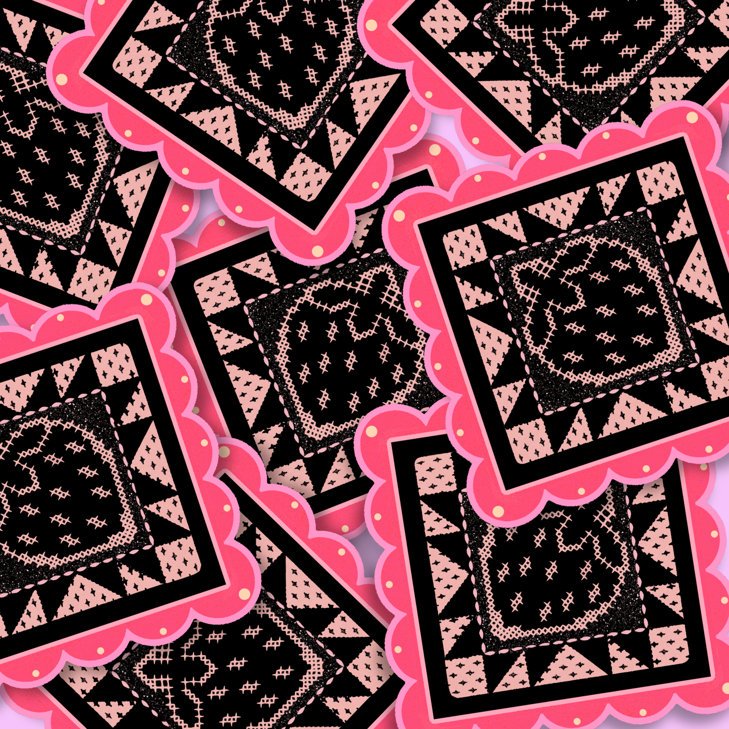 Strawberry cross stitch block | Vinyl Sticker