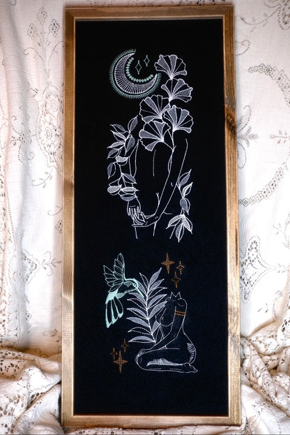 As above, So below: Large 24” framed double embroidery piece