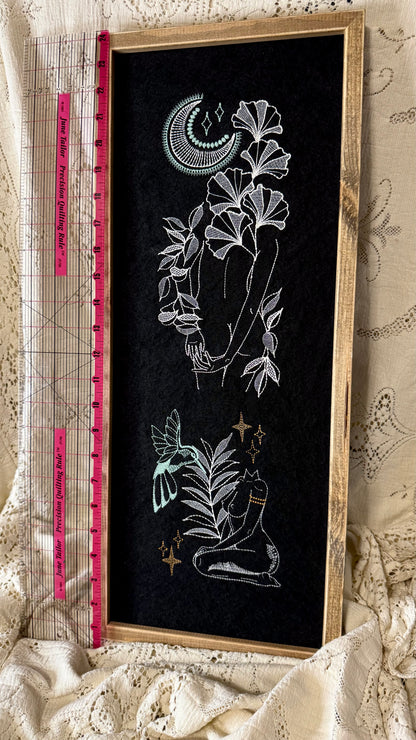 As above, So below: Large 24” framed double embroidery piece