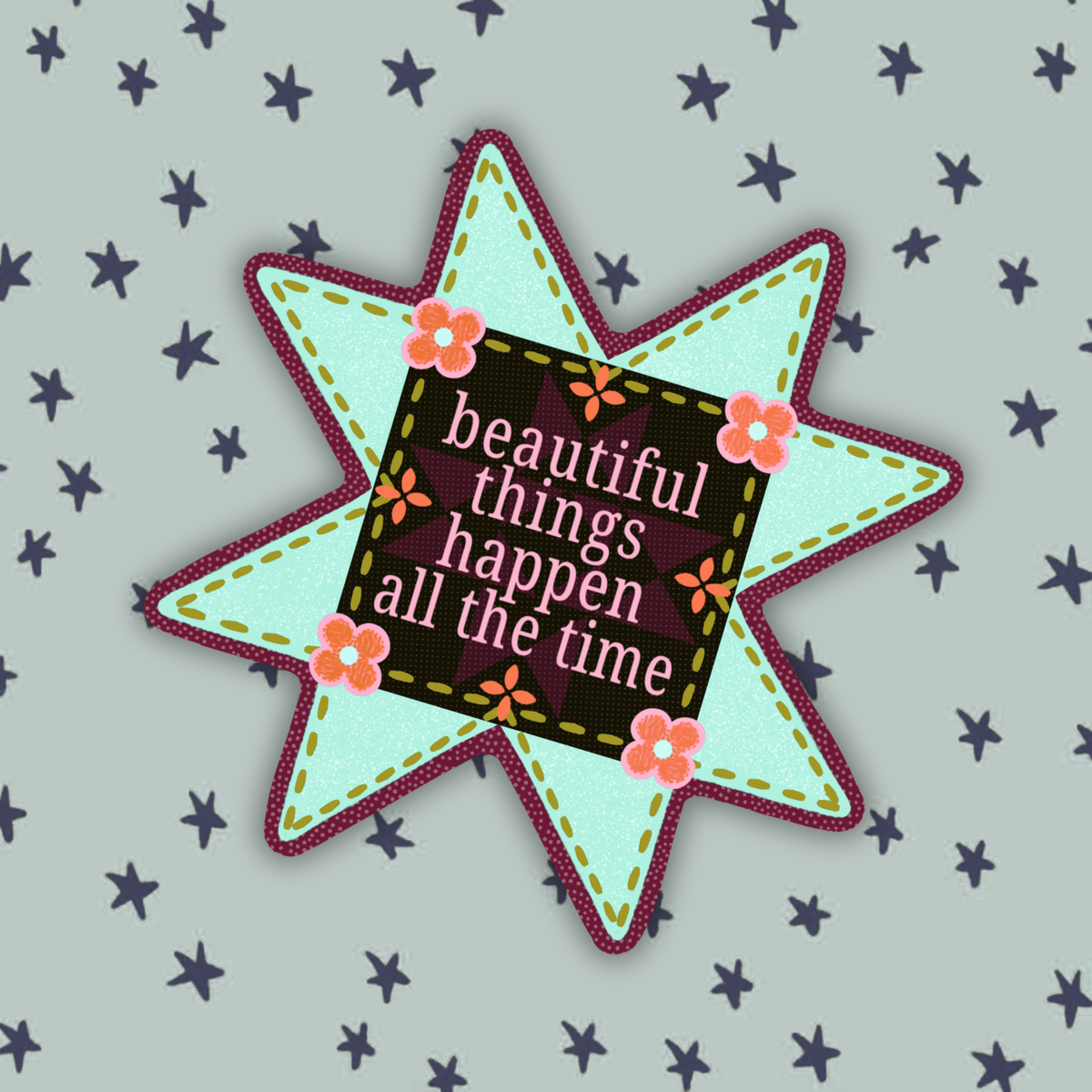Beautiful Things quilt block | Vinyl Sticker
