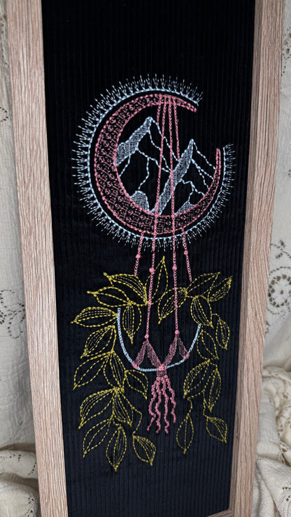 Growth by the Moonlight. Large 19” framed embroidery piece