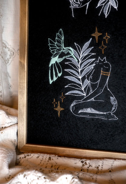 As above, So below: Large 24” framed double embroidery piece