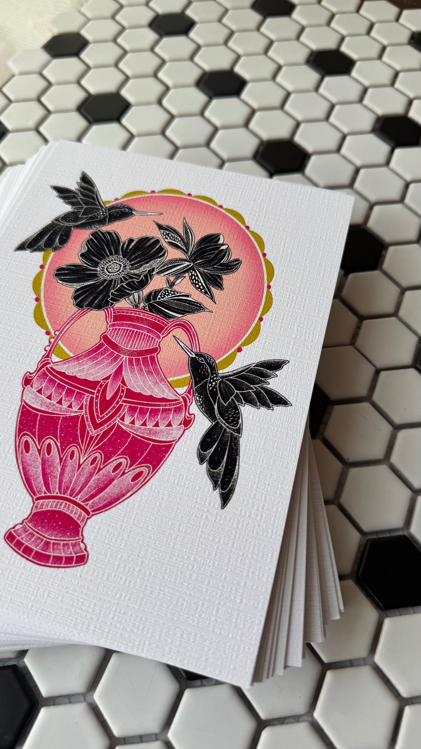 Hummingbird Vase | May mail club print (Larger sizes available)
