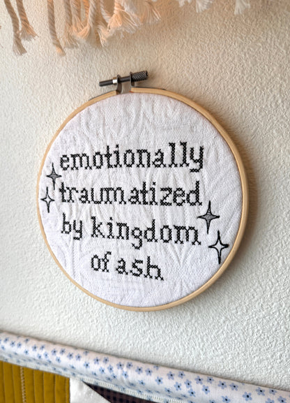 Traumatized by Kingdom of Ash | 6" Embroidery hoop