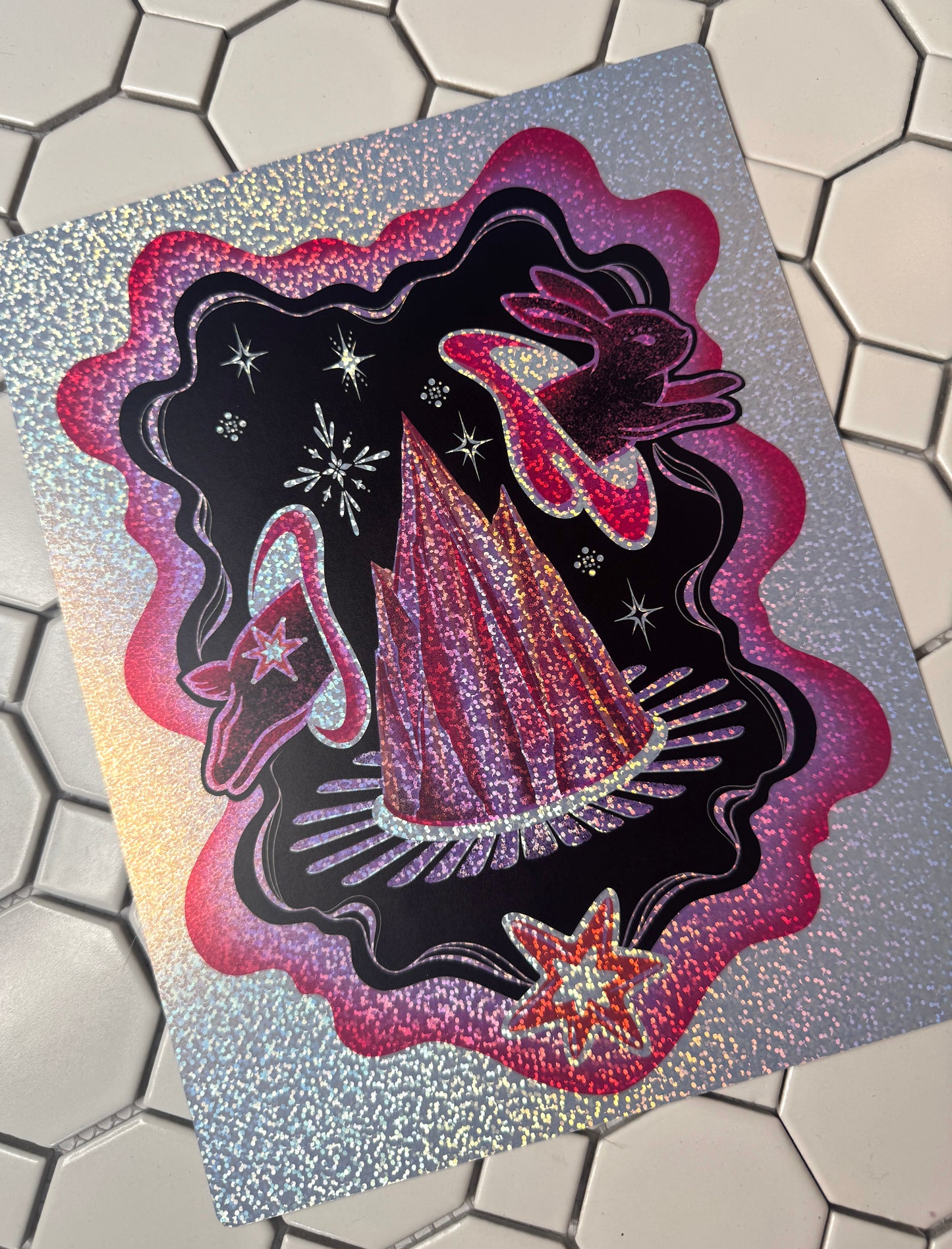 Frosted Holo: Buns in Outer Space! |5" x7"or 8”x10”|