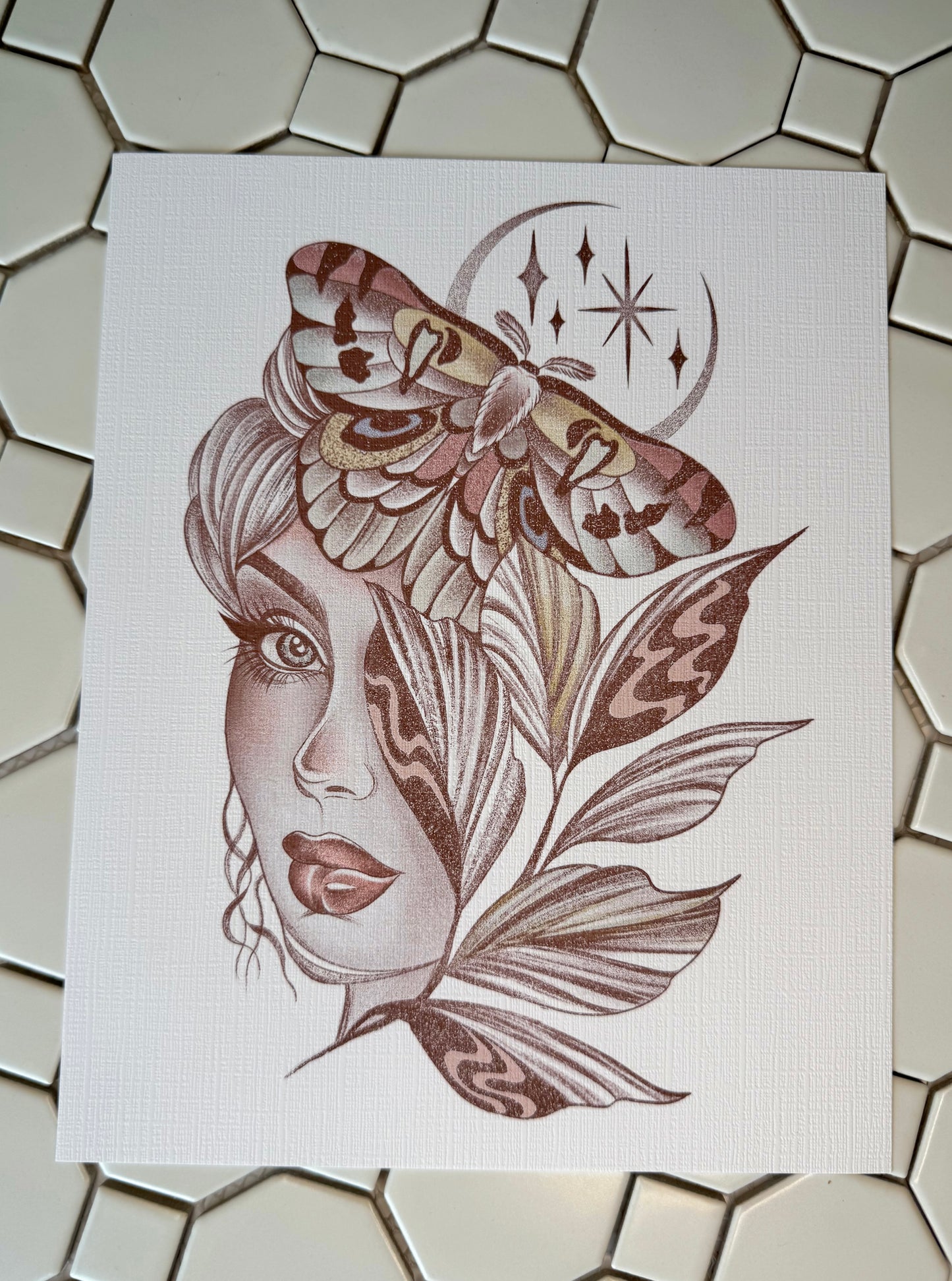 Lady and the moth |8”x10”| Jan mail club print