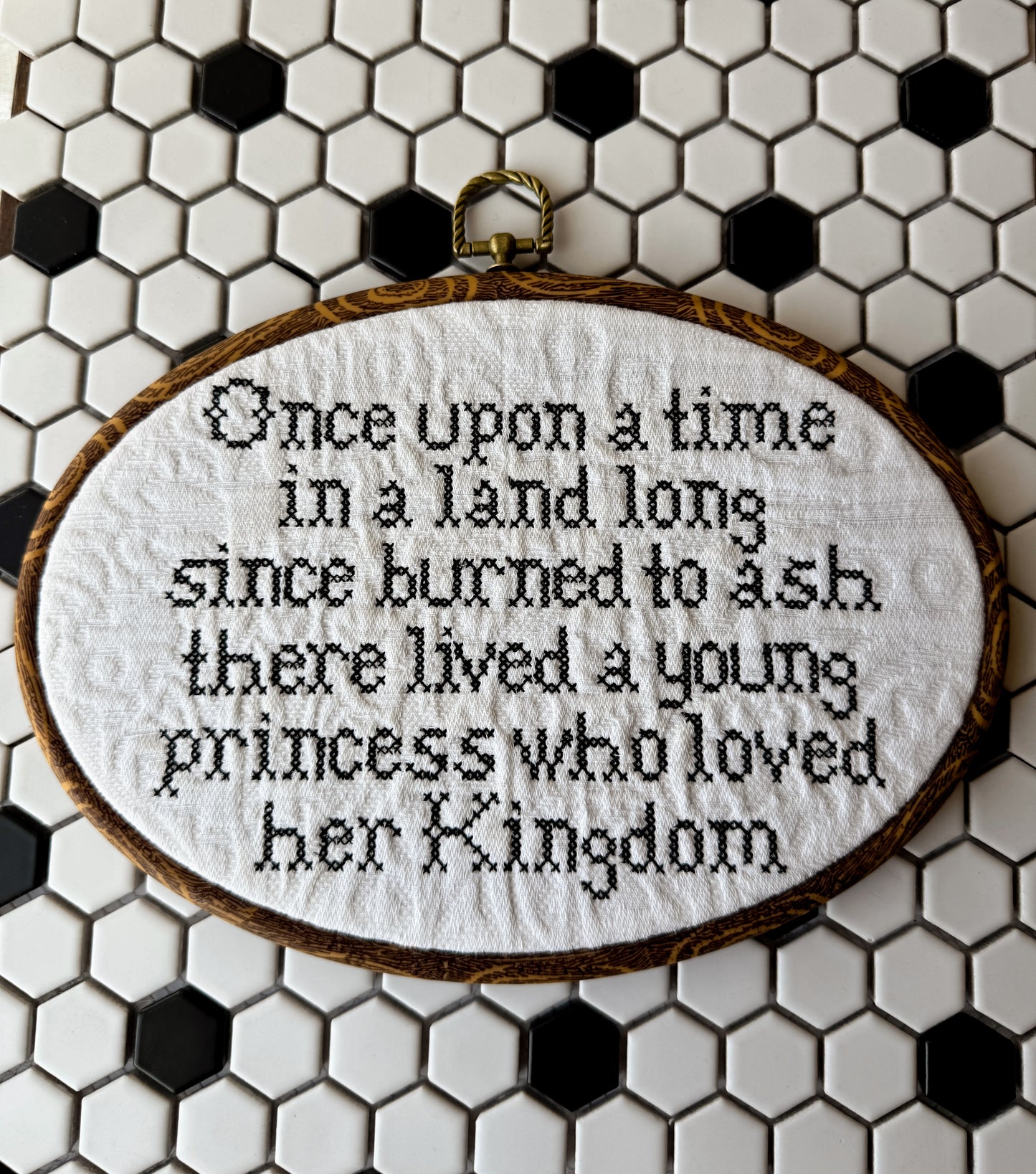 In land long since burned to ash | 10" Embroidery hoop