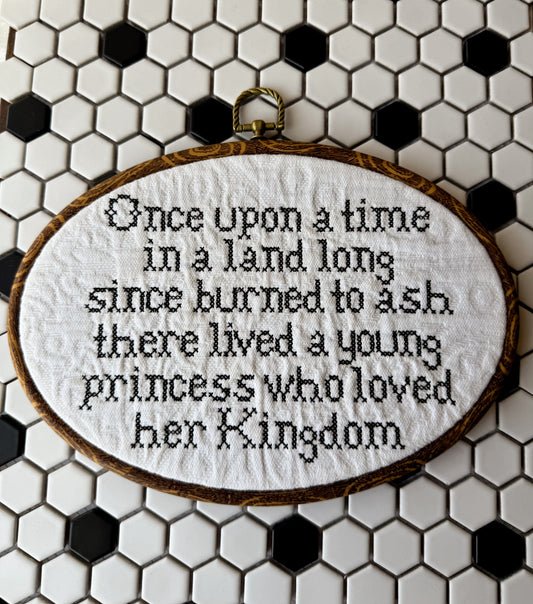 In land long since burned to ash | 10" Embroidery hoop