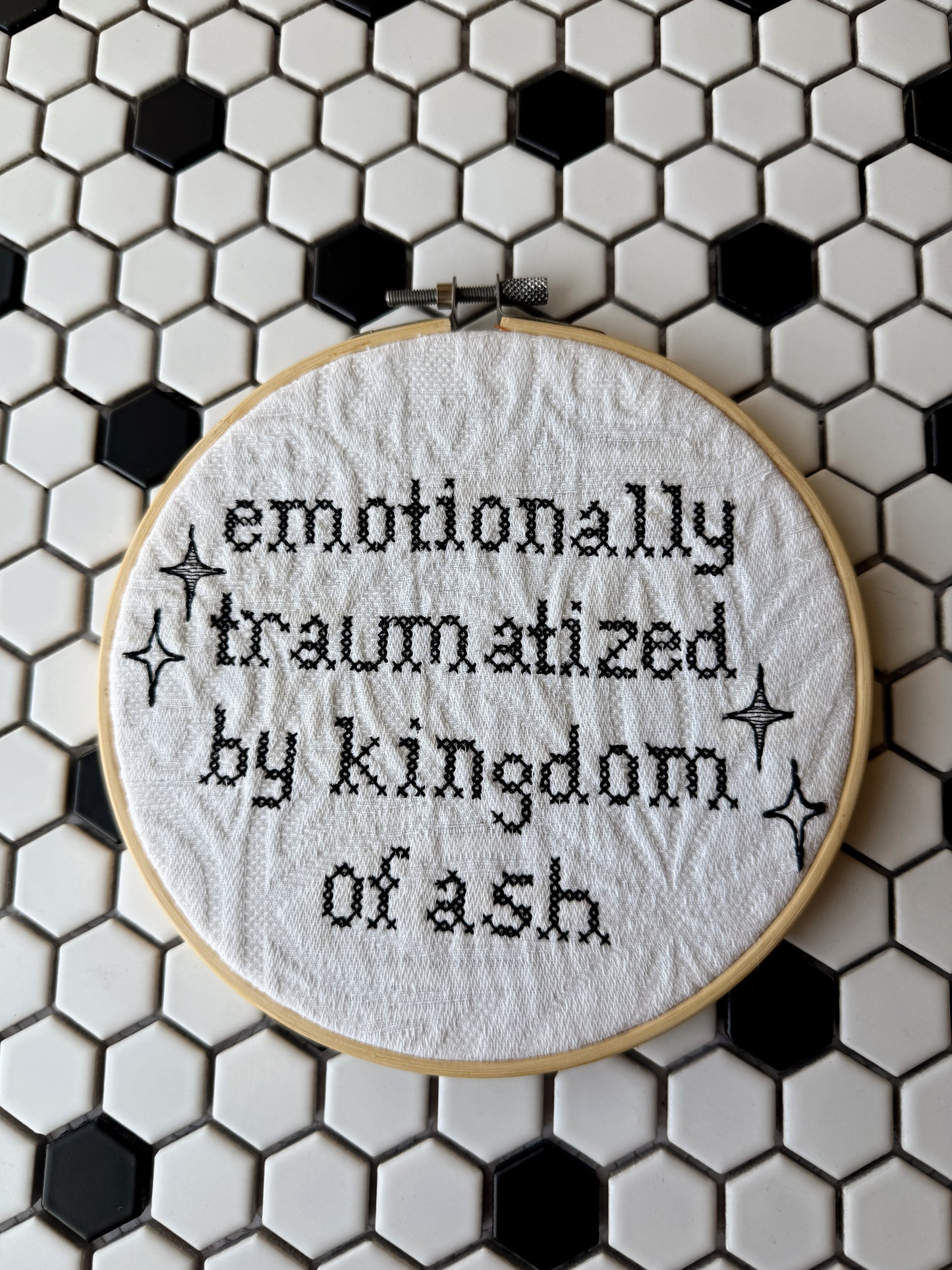 Traumatized by Kingdom of Ash | 6" Embroidery hoop
