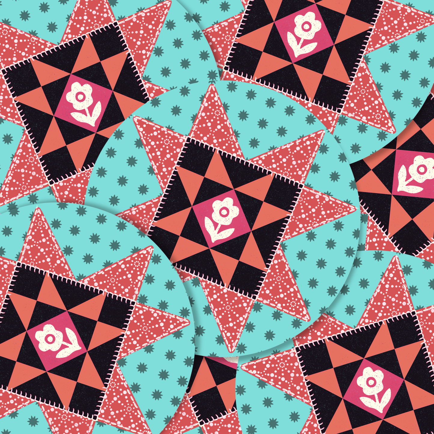 Flower power quilt block | Vinyl Sticker