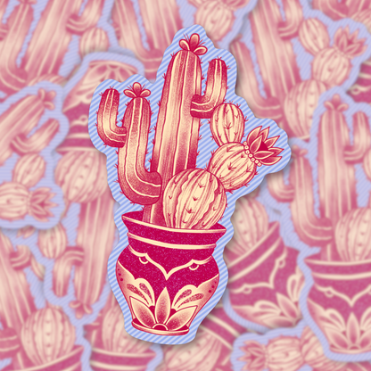 Cactus in captivity (Maroon) | Vinyl Sticker