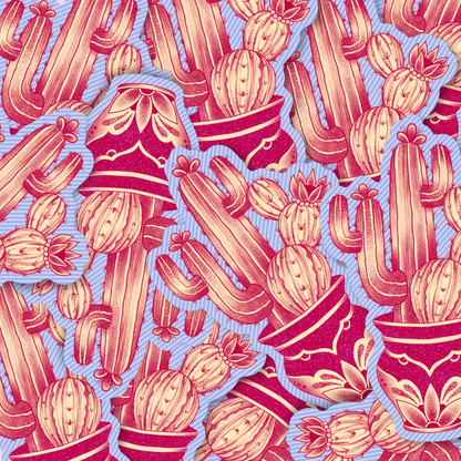 Cactus in captivity (Maroon) | Vinyl Sticker