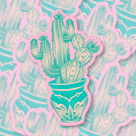 Cactus in captivity (Sea green) | Vinyl Sticker
