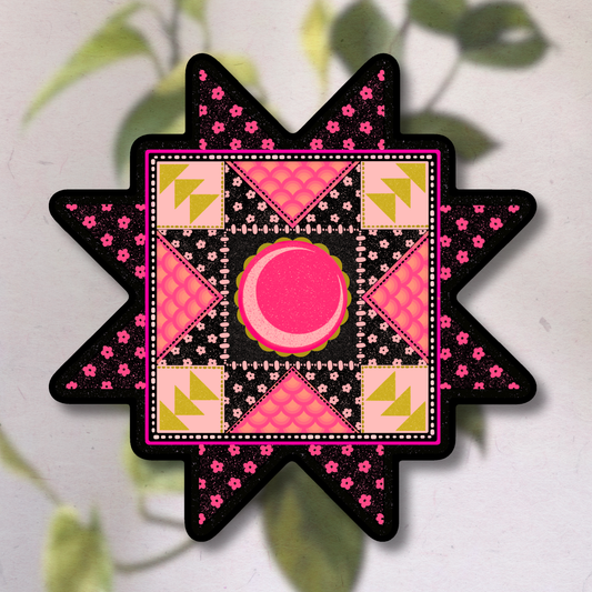 by the moon quilt block | Vinyl Sticker