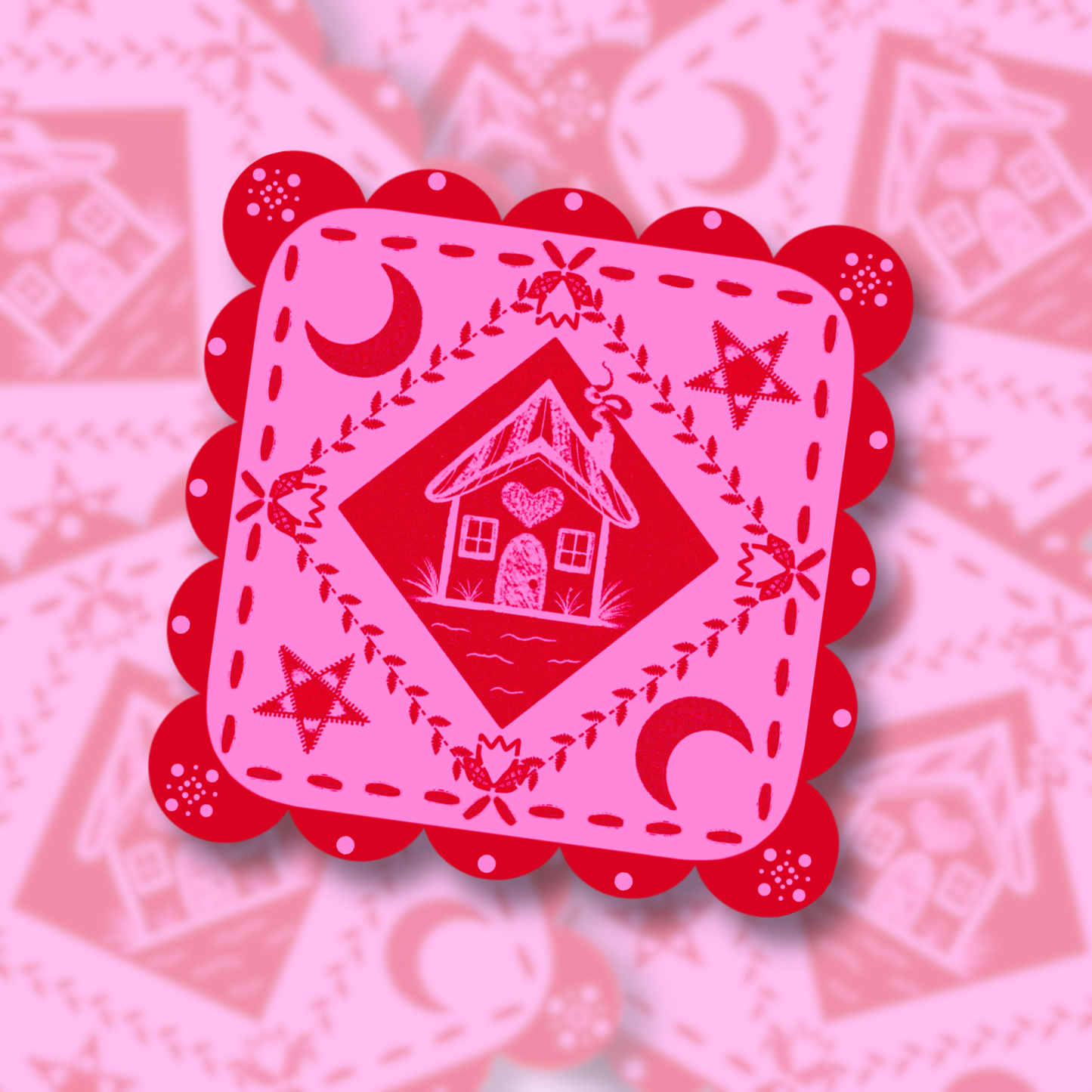 the pink house on the left | Vinyl Sticker
