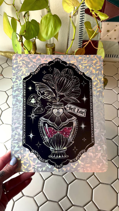 Frosted Holo: Self Love Potion  |8”x10”| Feb mail club print