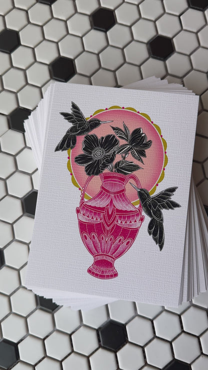 Hummingbird Vase | May mail club print (Larger sizes available)