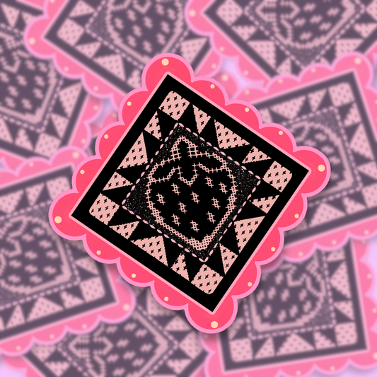 Strawberry cross stitch block | Vinyl Sticker