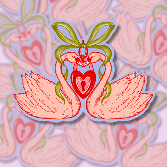 Locked in love swans | Vinyl Sticker