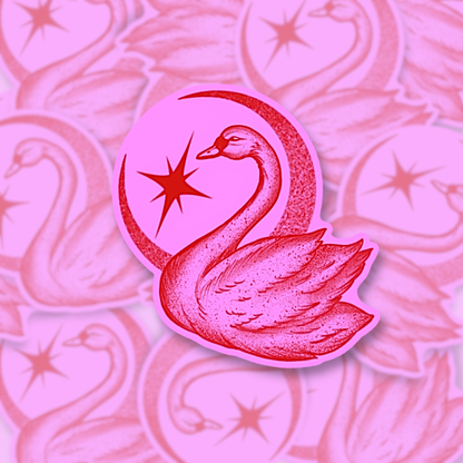 Swan & the Moon | Vinyl Sticker (Shipped INTERNATIONAL)