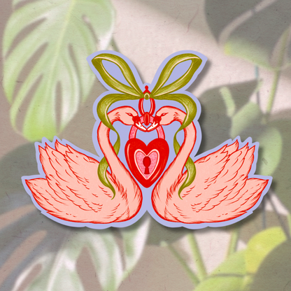 Locked in love swans | Vinyl Sticker
